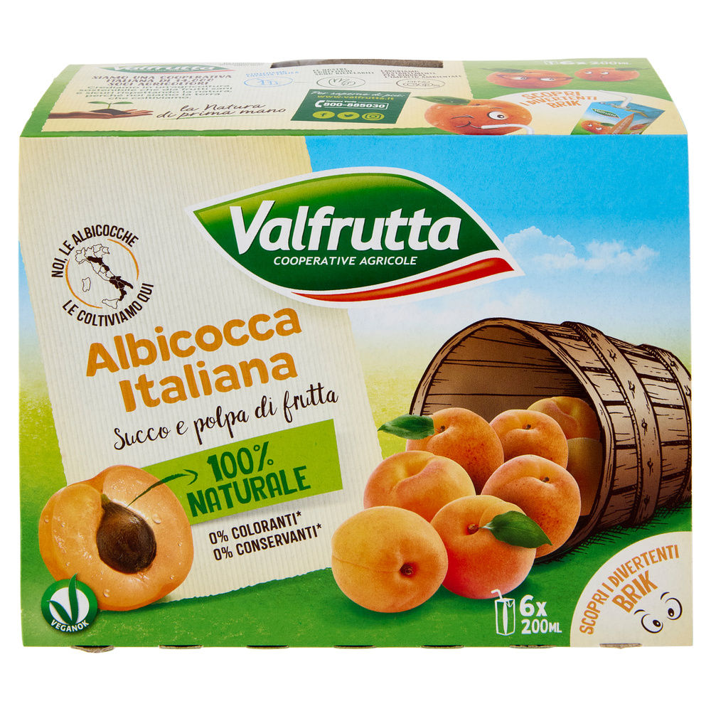 SUCCO E POLPA ALBICOCCA VALFRUTTA CLUSTER ML 200 X 6 - 2