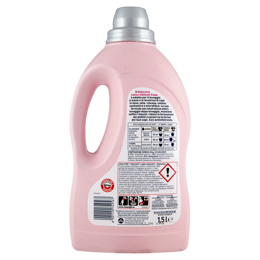 DETERSIVO LANA E DELICATI COOP CASA I DELICATI ROSA 30LAV L 1,5 - 1