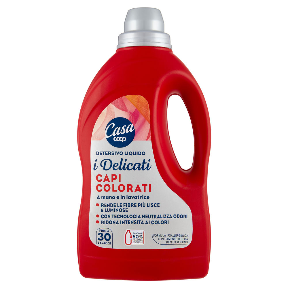 Detersivo lavatrice capi colorati coop casa i delicati 30lav l 1,5