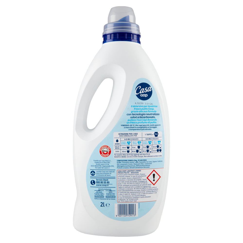 DETERSIVO LAVATRICE LIQUIDO COOP CASA FRESCO PULITO 40LAV L 2 - 1