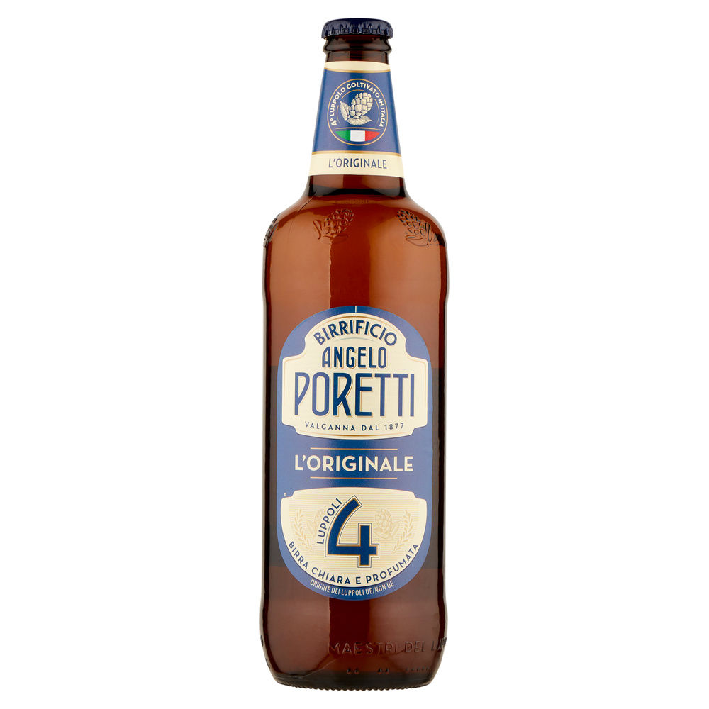 Birra birrificio angelo poretti 4 luppoli italiano 5 gradi bottiglia ml 660