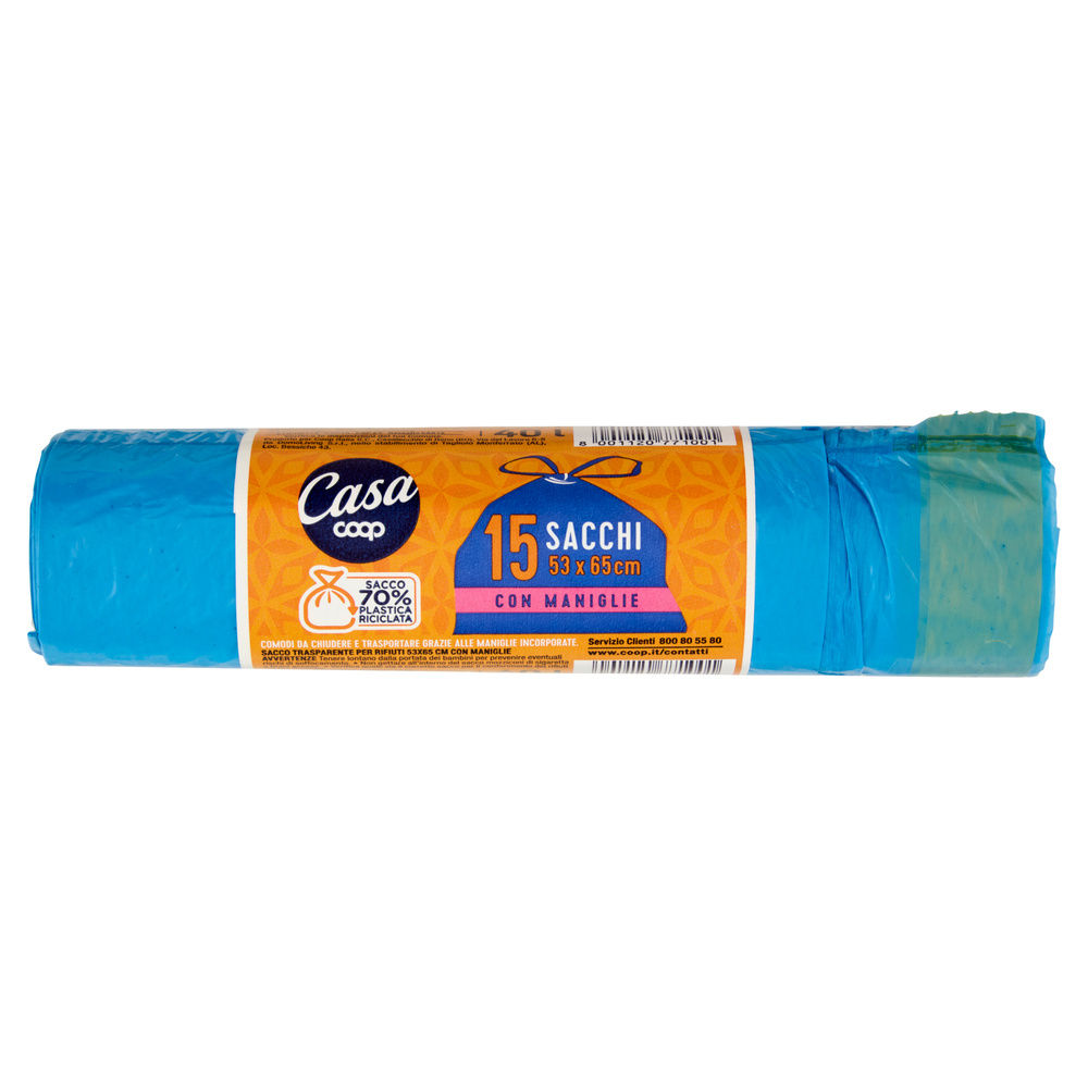 SACCHI NETTEZZA COOP CASA AZZURRI CON MANIGLIA SCORREVOLE 53X65 PZ.15 - 14