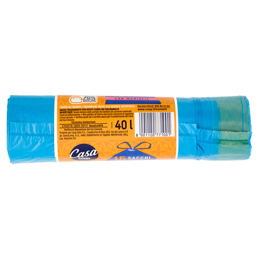 SACCHI NETTEZZA COOP CASA AZZURRI CON MANIGLIA SCORREVOLE 53X65 PZ.15 - 9