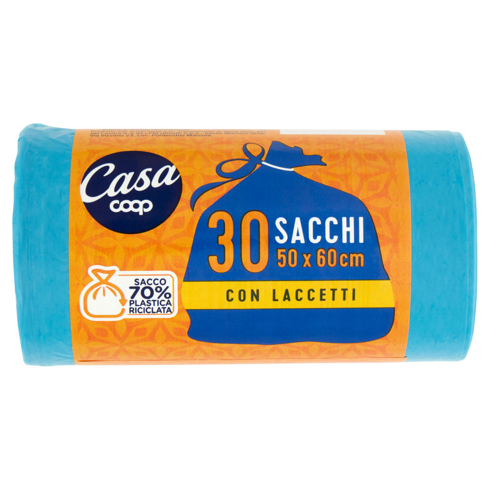 Sacchi nettezza azzurri coop casa 50x60 con laccetti pz.30