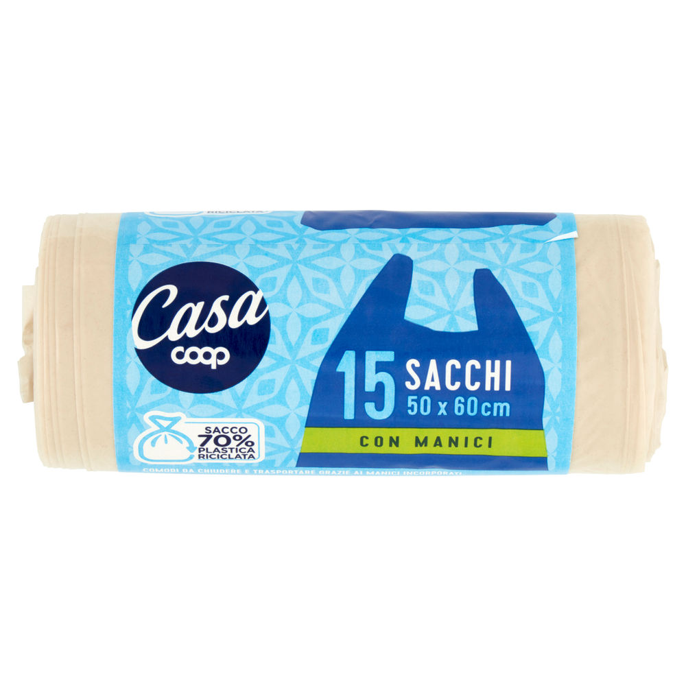 Sacchi nettezza trasparenti coop casa 50x60 con manici pz.15