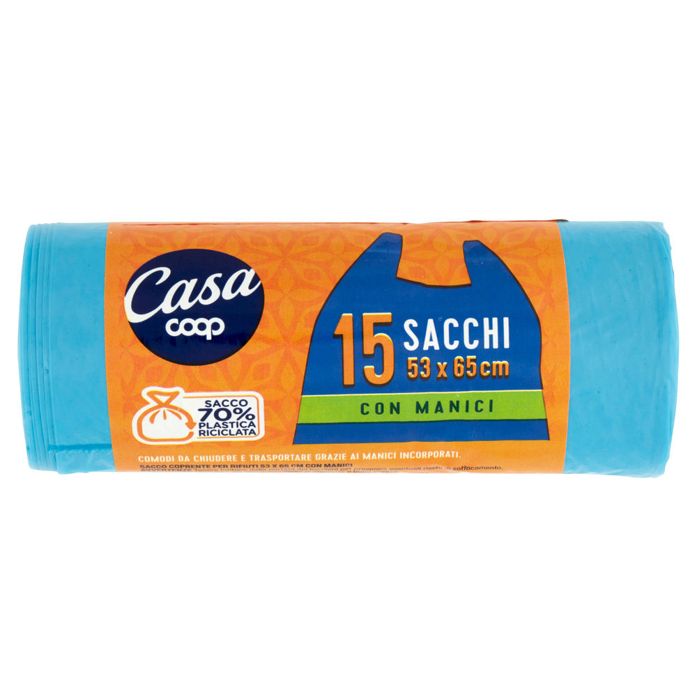 SACCHI NETTEZZA AZZURRI COOP CASA 53X65 CON MANICI PZ.15 - 5