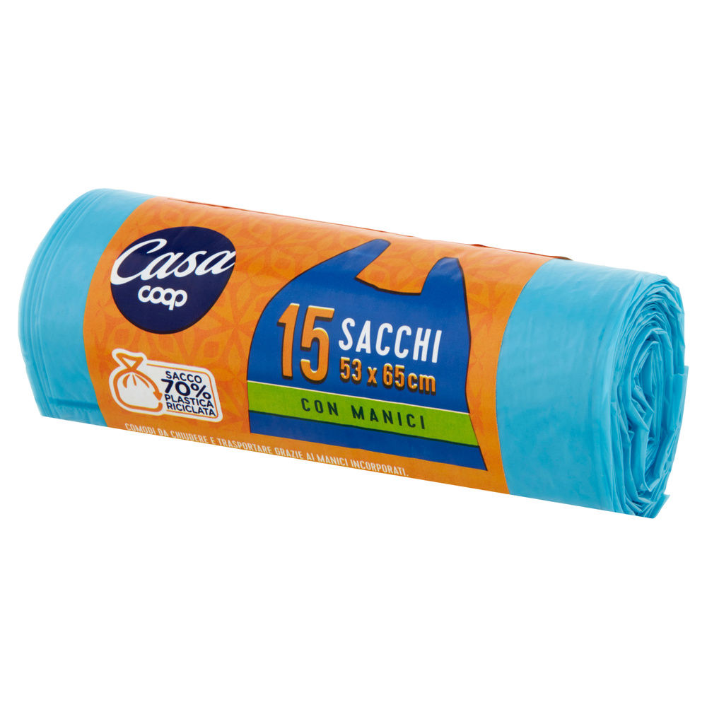 SACCHI NETTEZZA AZZURRI COOP CASA 53X65 CON MANICI PZ.15 - 4