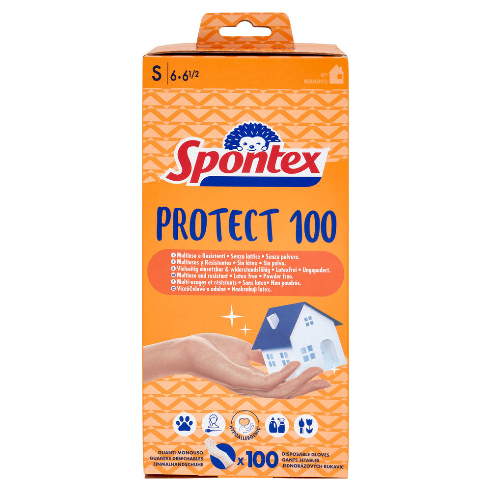 GUANTI MONOUSO SPONTEX PROTECT TG. S PZ 100 - 6