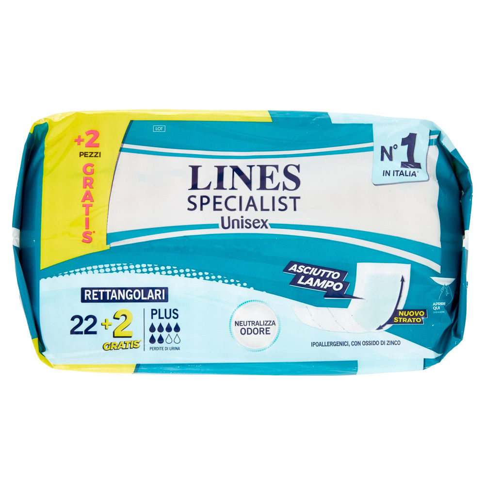 ASSORBENTI PER INCONTINENZA LINES SPECIALIST RETTANGOLARE PZ.22+2GRATIS - 4