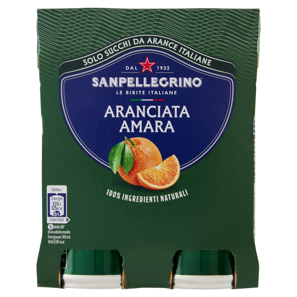 ARANCIATA AMARA NATURALE 100% SANPELLEGRINO CLUSTER ML 330 X 4 - 0