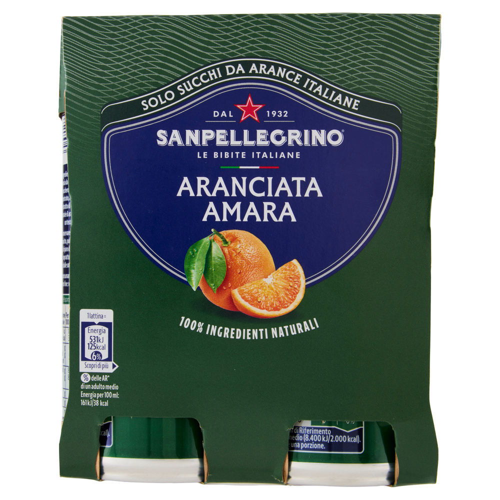 ARANCIATA AMARA NATURALE 100% SANPELLEGRINO CLUSTER ML 330 X 4 - 1
