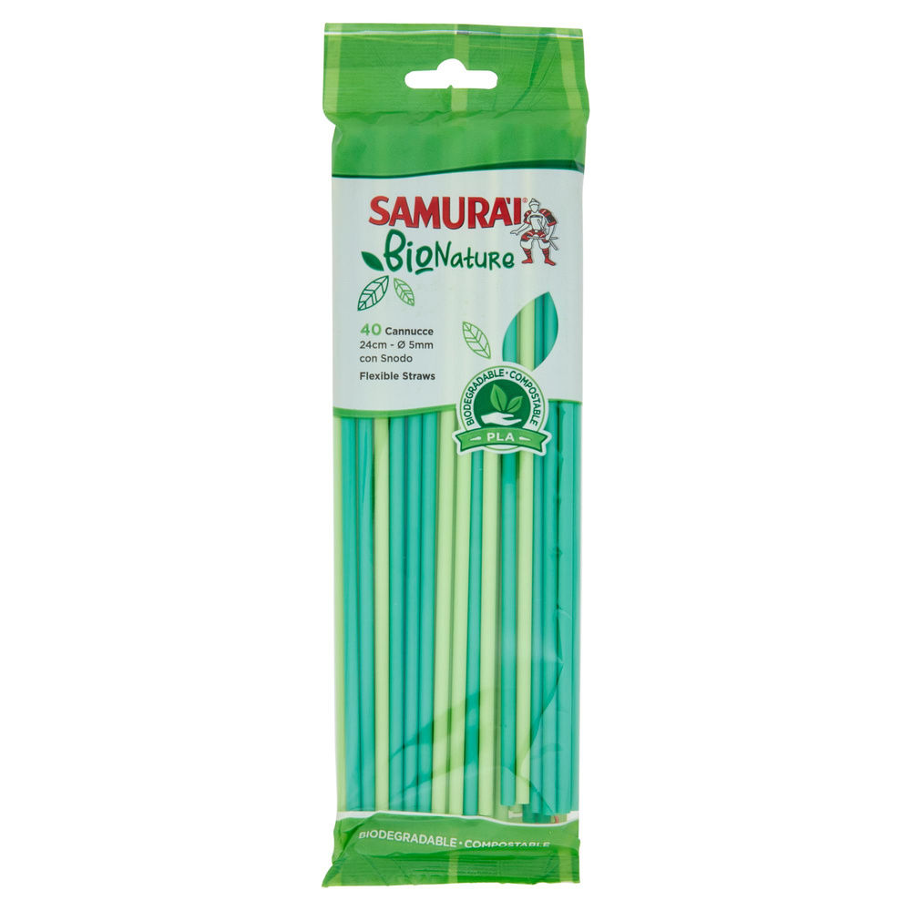 CANNUCCE PLA SAMURAI BIONATURE VERDI CON SNODO CM 24 X 5MM PZ.40 - 4