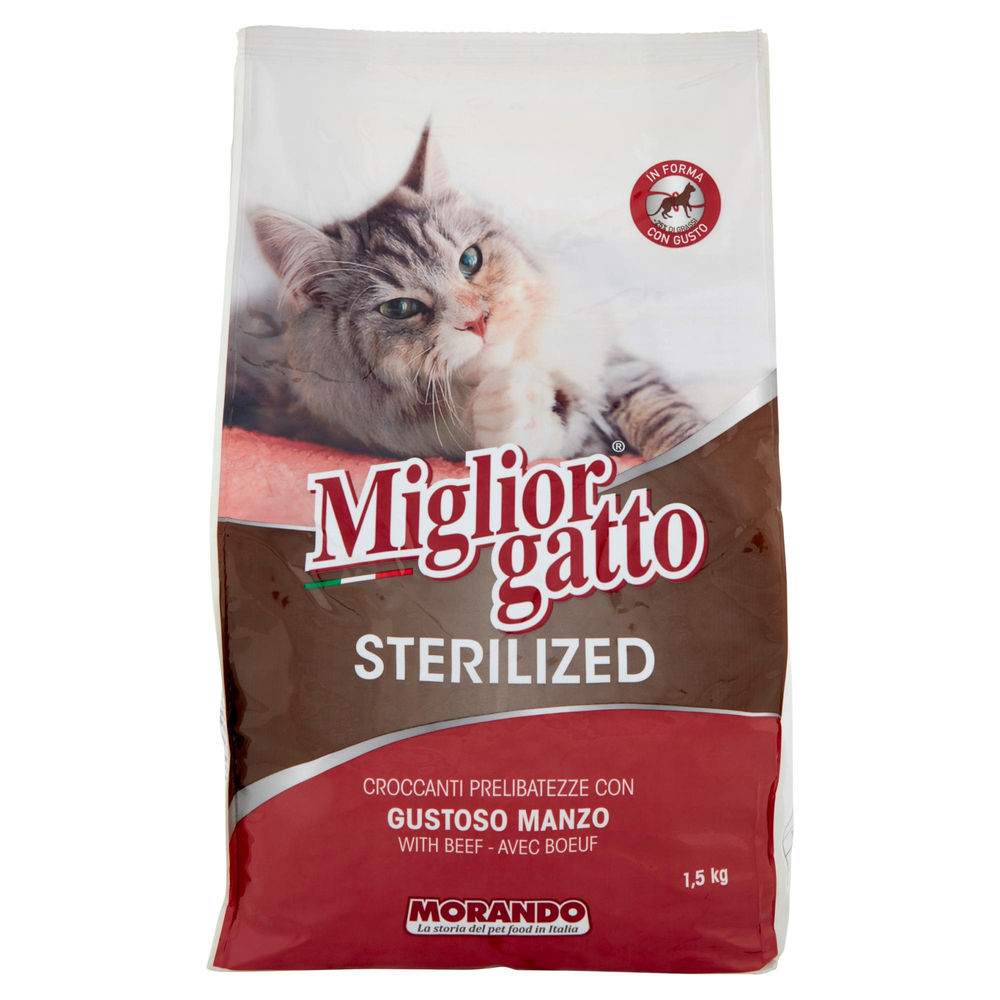 MIGLIORGATTO STERILIZED MANZO KG 1,5 - 0