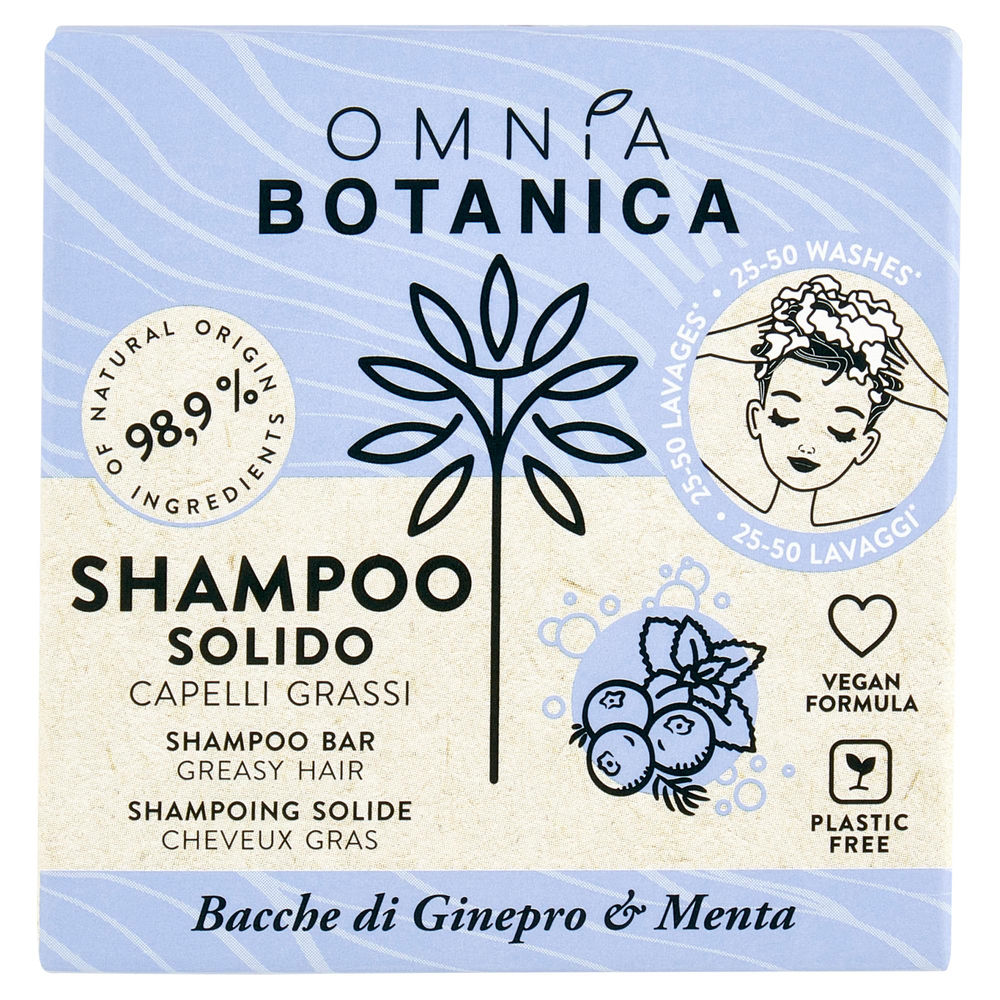 SHAMPOO SOLIDO OMNIA BOTANICA CAPELLI GRASSI BACCHE DI GINEPRO E MENTA G 50 - 0