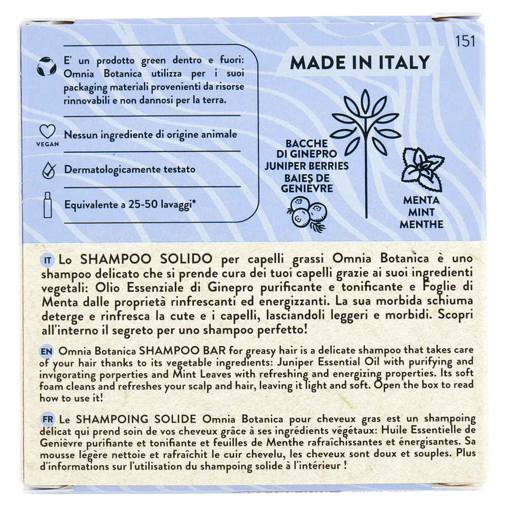 SHAMPOO SOLIDO OMNIA BOTANICA CAPELLI GRASSI BACCHE DI GINEPRO E MENTA G 50 - 1