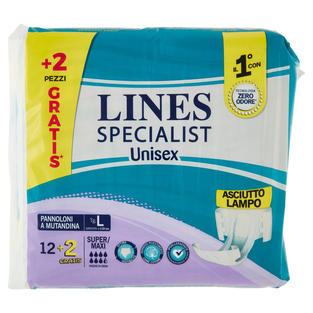 PANNOLONE MUTANDINA LINES SPECIALIST TG.L PZ 12+2GRATIS - 0