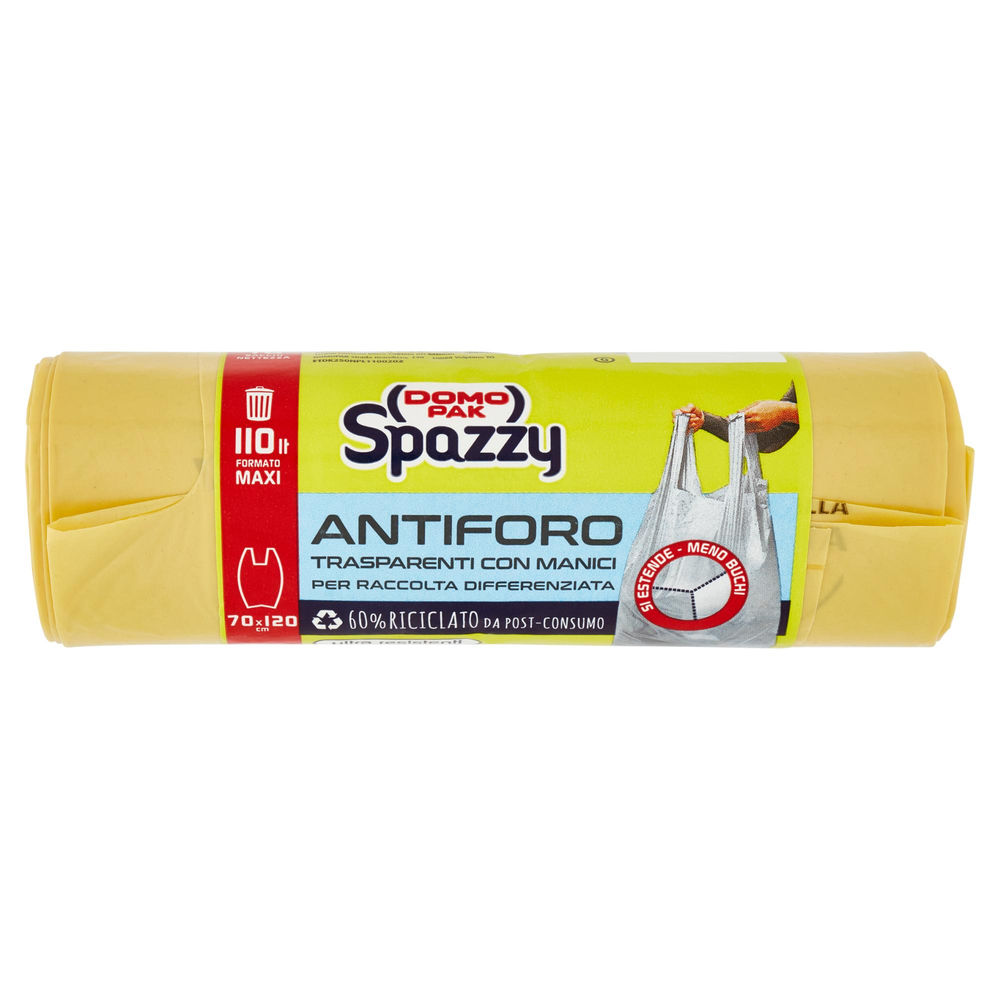 Sacchi nettezza domopak spazzy 110l 70x120 giallo trasp. pz.10