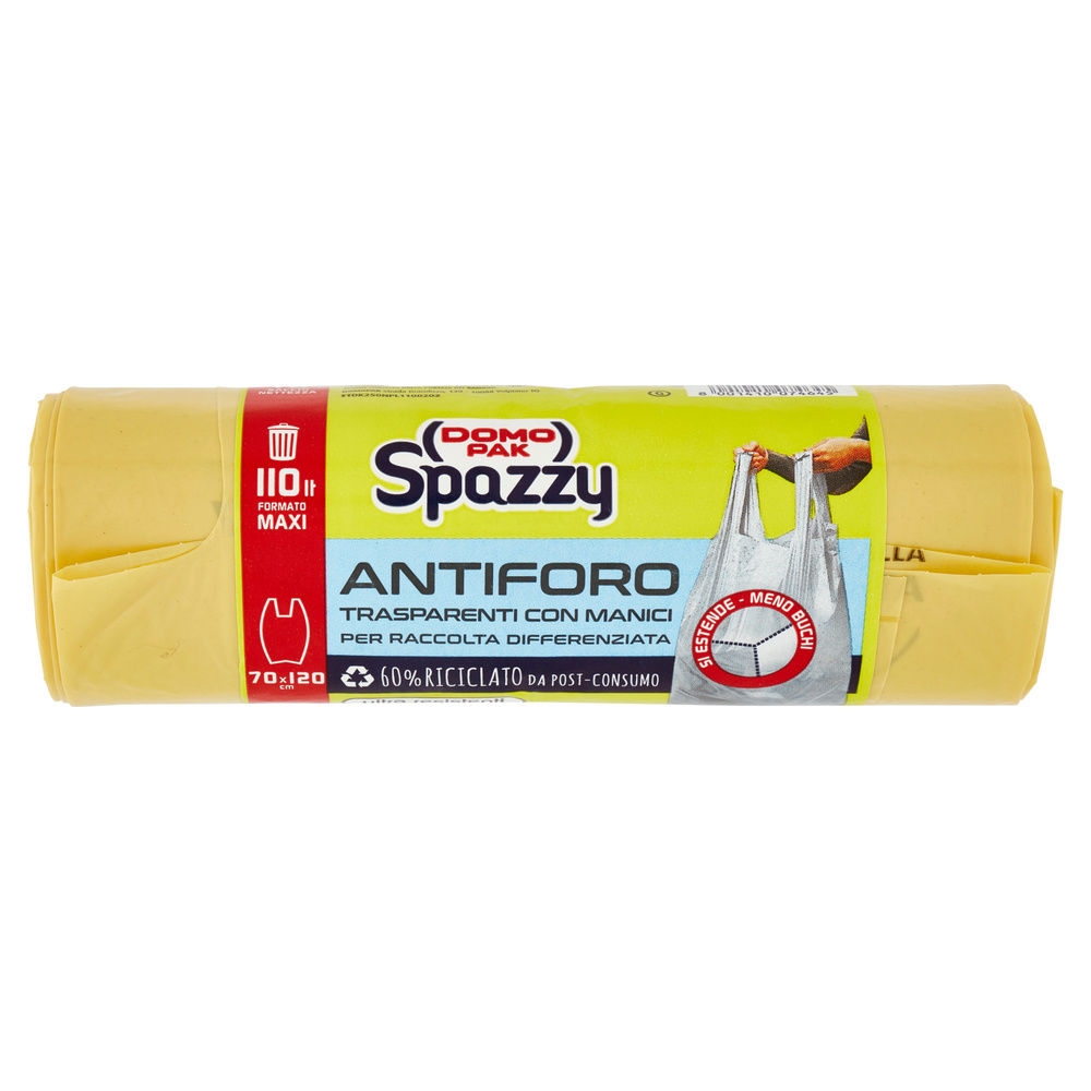 SACCHI NETTEZZA DOMOPAK SPAZZY 110L 70X120 GIALLO TRASP. PZ.10 - 5