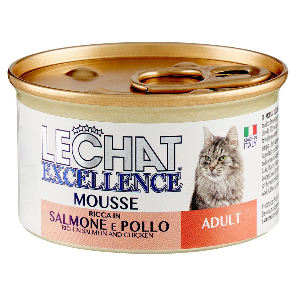 MOUSSE GATTI ADULTI AL SALMONE E POLLO LECHAT G 85 - 2