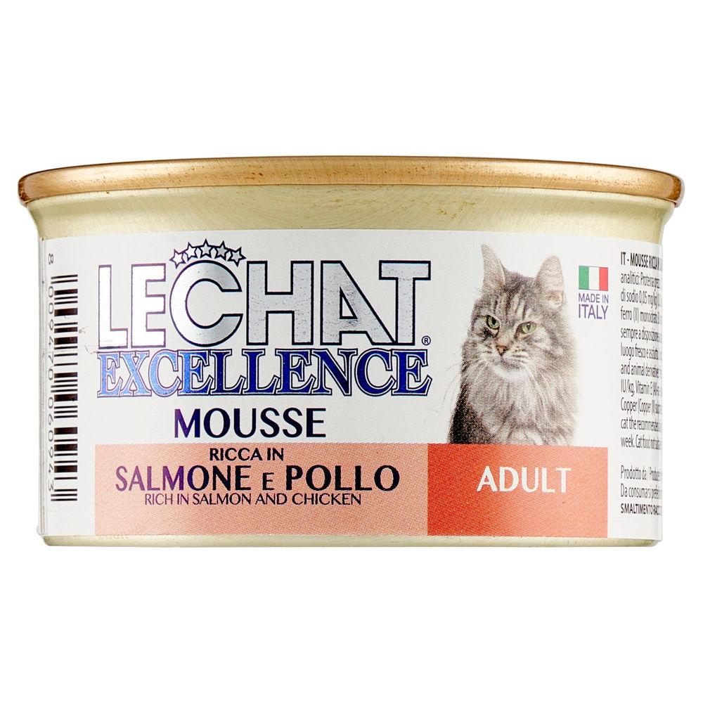 MOUSSE GATTI ADULTI AL SALMONE E POLLO LECHAT G 85 - 3