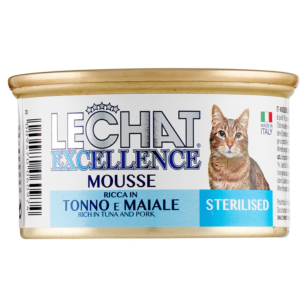 MOUSSE GATTI STERILZZATI AL TONNO E MAIALE LECHAT G 85 - 2