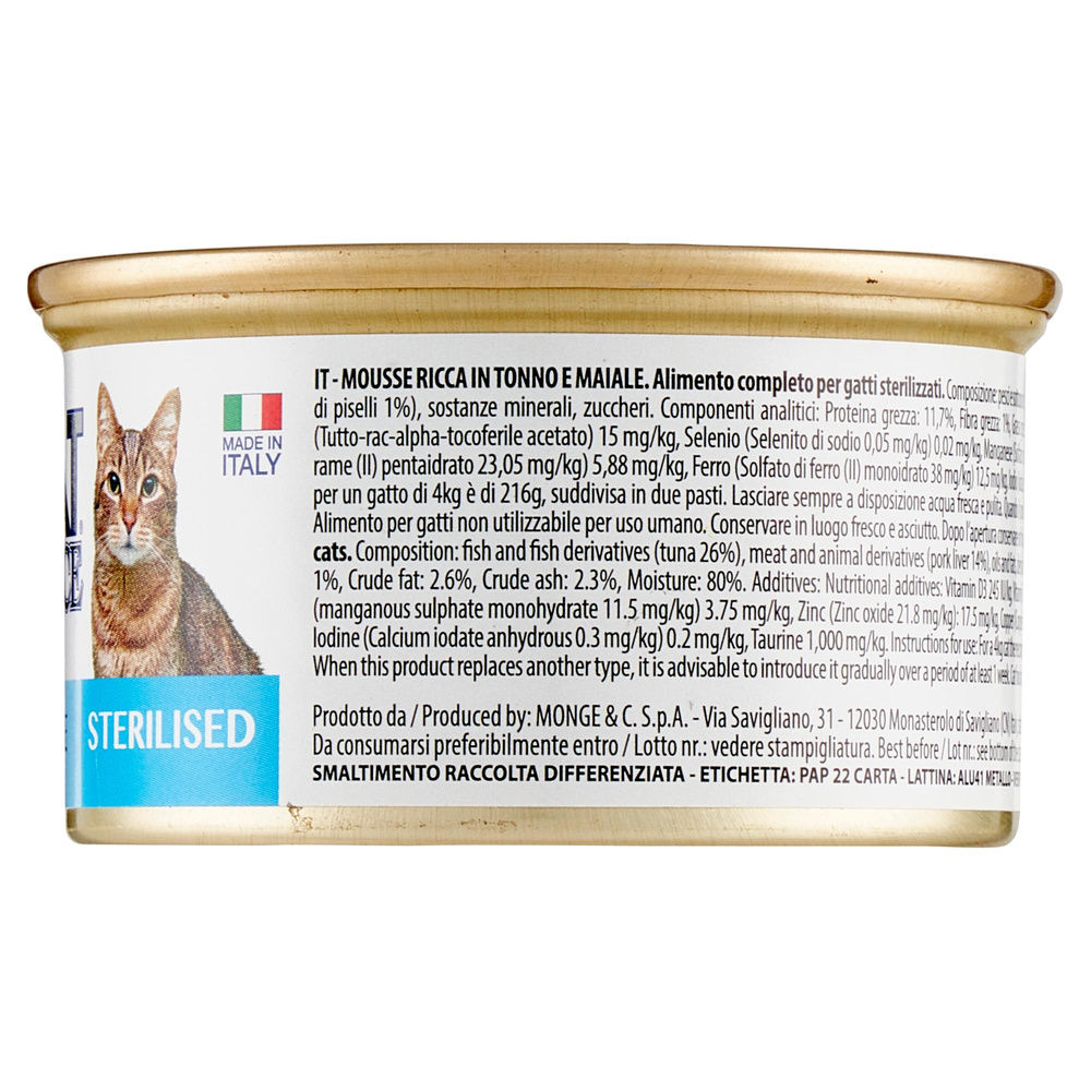 MOUSSE GATTI STERILZZATI AL TONNO E MAIALE LECHAT G 85 - 4