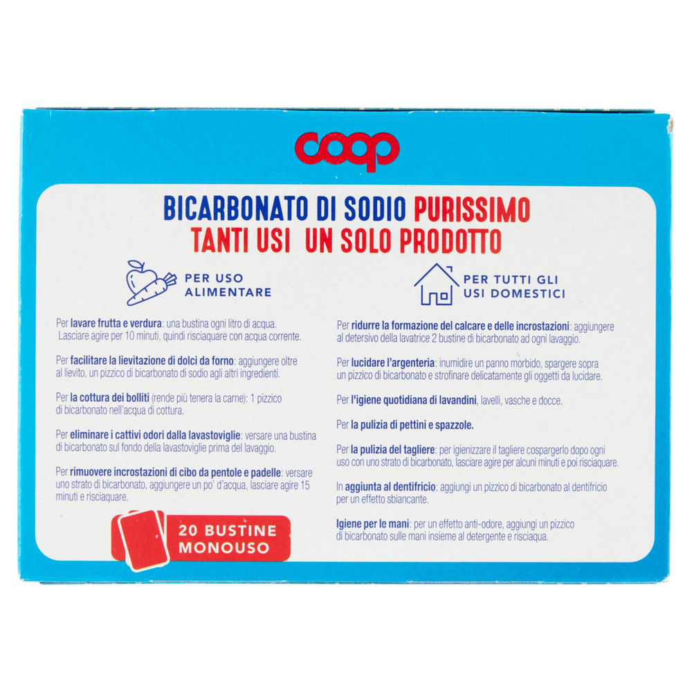 BICARBONATO DI SODIO PURISSIMO BUSTINE MONODOSE COOP SCATOLA G 10 X 20 - 1