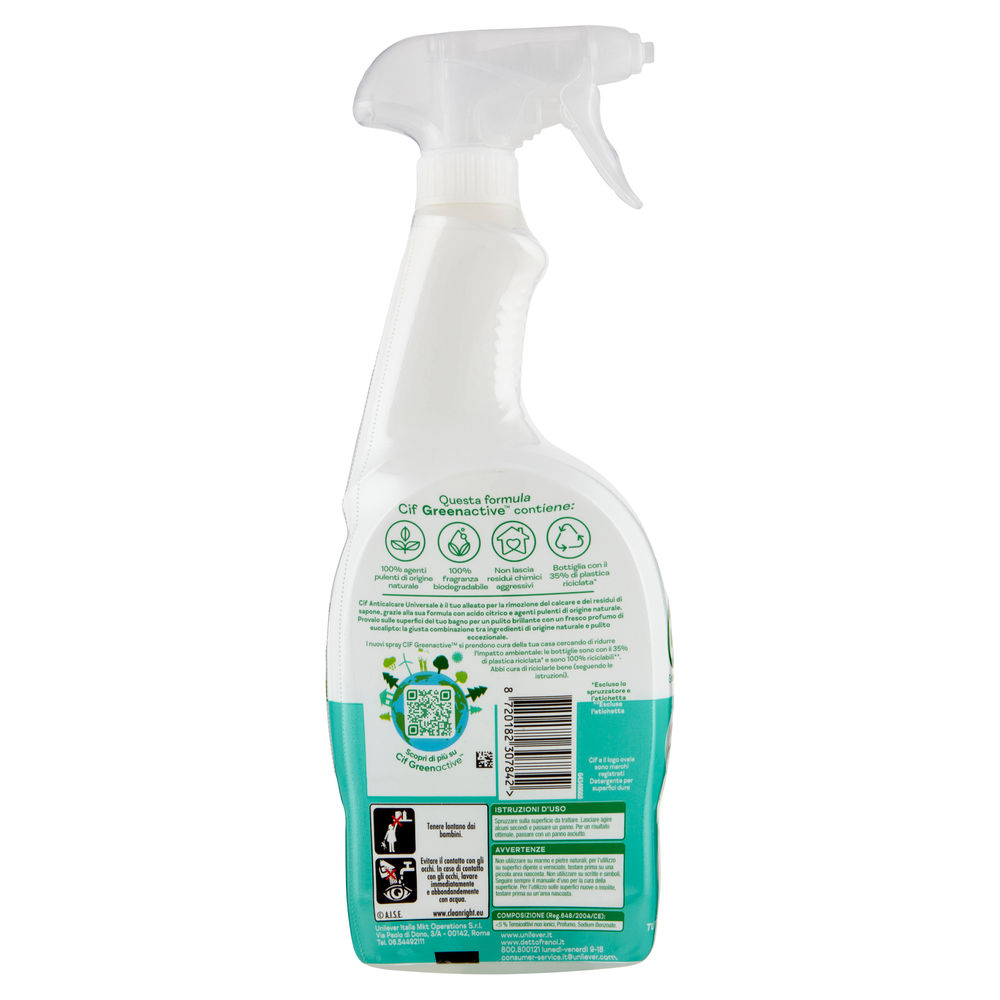 ANTICALCARE SPRAY CIF GREEN ACTIVE ACETO E EUCALIPTO ML 650 - 1