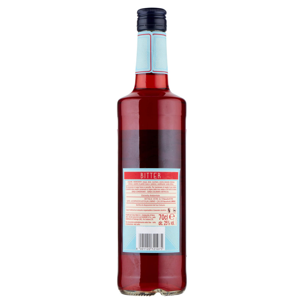 APERITIVO ALCOLICO BITTER ROSSO 25 GRADI COOP BOTTIGLIA ML 700 - 1