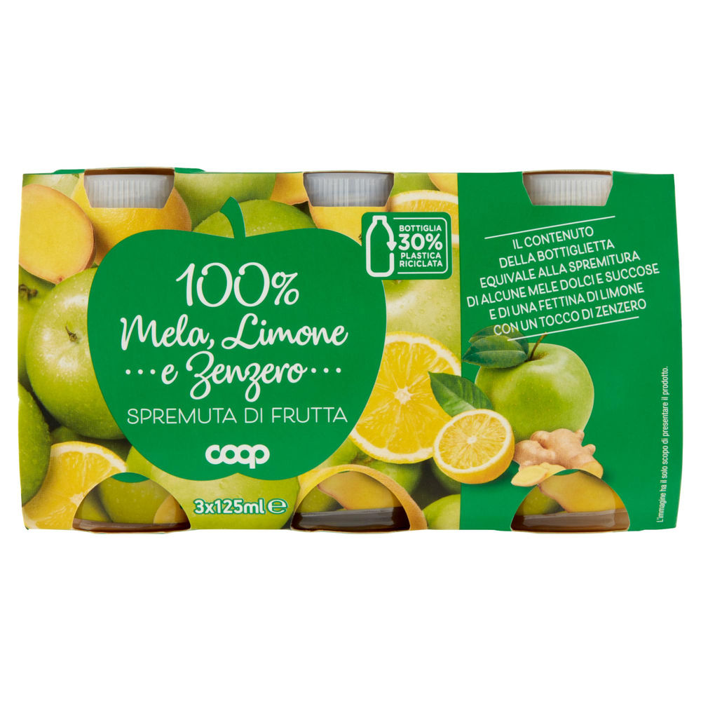 SPREMUTA 100% MELA LIMONE E ZENZERO COOP RPET 30% CLUSTER ML 125 X 3 - 0