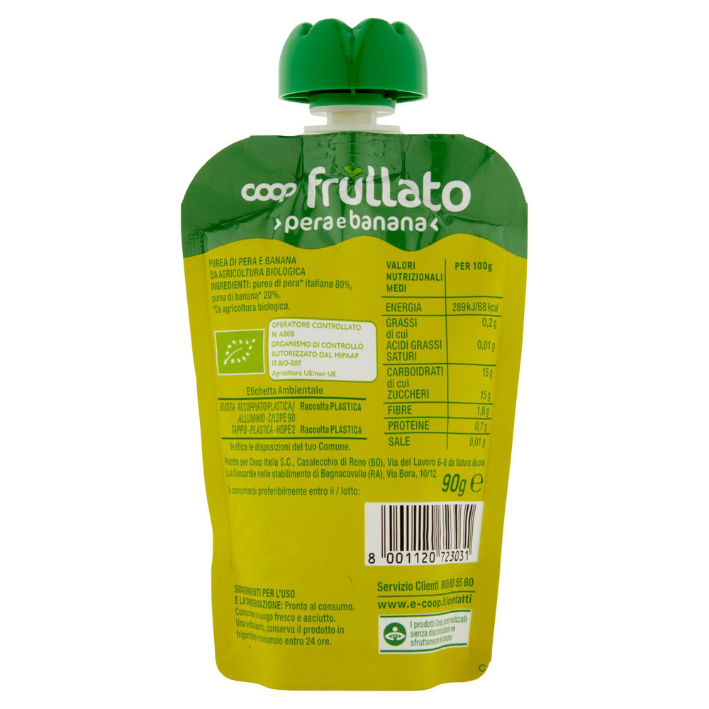 FRULLATO 100% PERA-BANANA BIOLOGICO COOP DOY-PACK ML 90 - 1