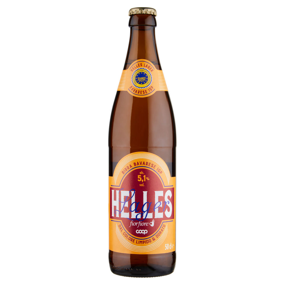 Birra helles igp fiorfiore coop 5,2 gradi bottiglia ml 500