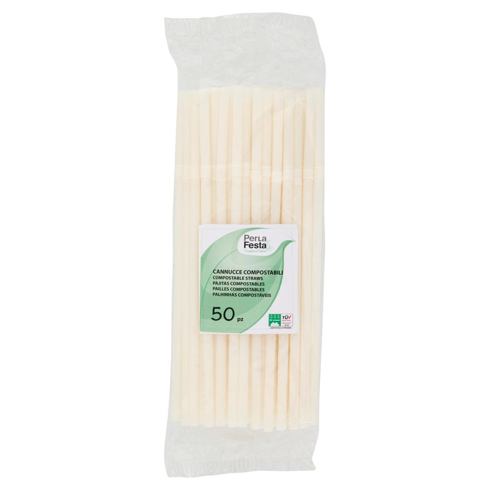 CANNUCCE COMPOSTABILI BIANCHE C/SNODO PERLAFESTA PZ 50 - 4