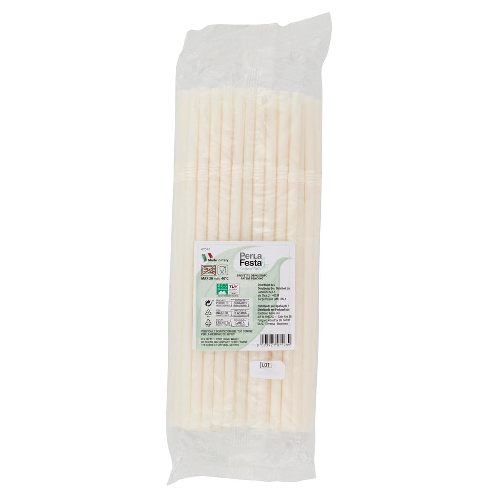 CANNUCCE COMPOSTABILI BIANCHE C/SNODO PERLAFESTA PZ 50 - 1