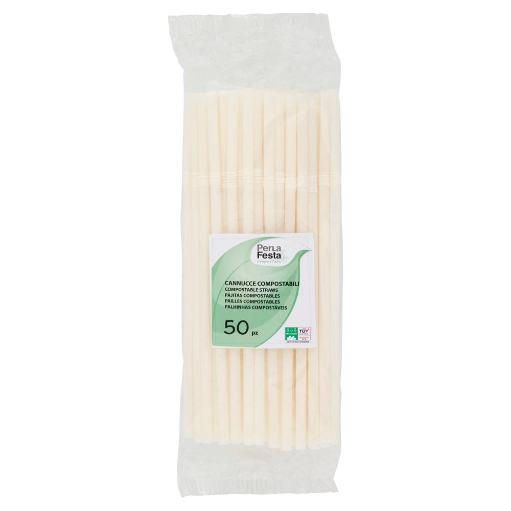 CANNUCCE COMPOSTABILI BIANCHE C/SNODO PERLAFESTA PZ 50 - 0