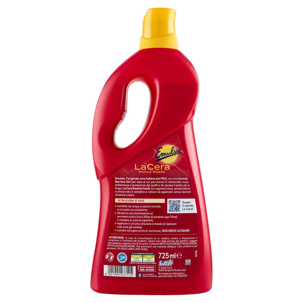 CERA PAVIMENTI EMULSIO ROSSA AUTOLUCIDANTE FLACONE ML.725 - 1