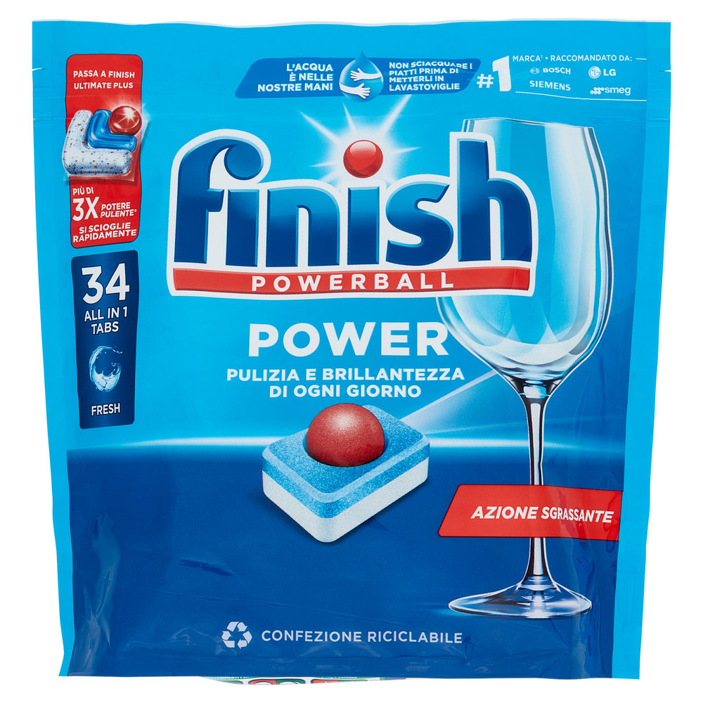 Detersivo lavastoviglie finish power all in 1 regular 34pz kg 0,544