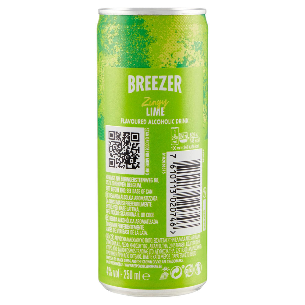 READY TO DRINK BACARDI BREEZER LIME 4 GRADI LATTINA ML 250 - 1