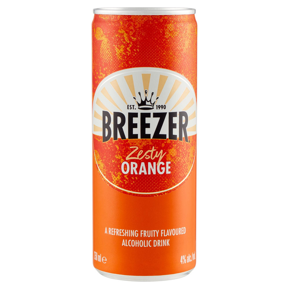 Ready to drink bacardi breezer orange 4 gradi lattina ml 250