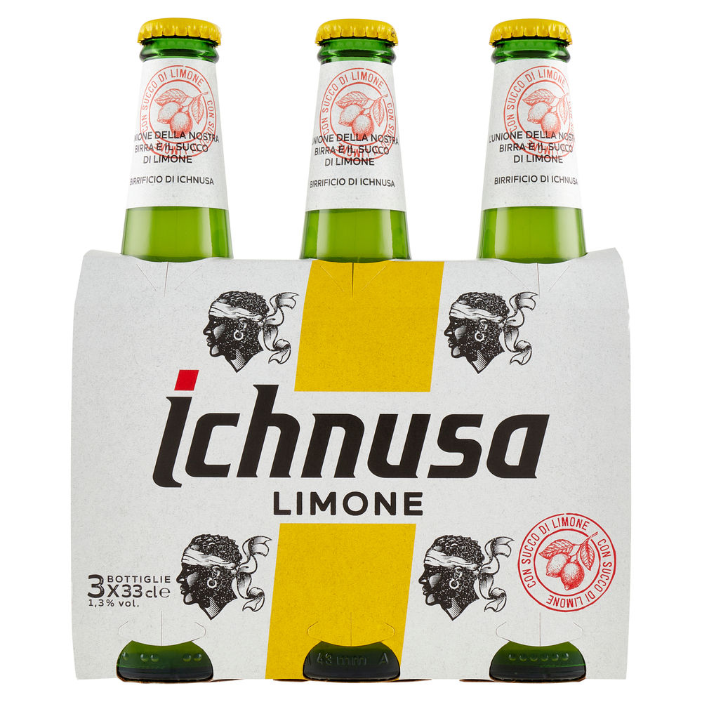 Birra ichnusa limone radler 1,3 gradi cluster ml 330 x 3