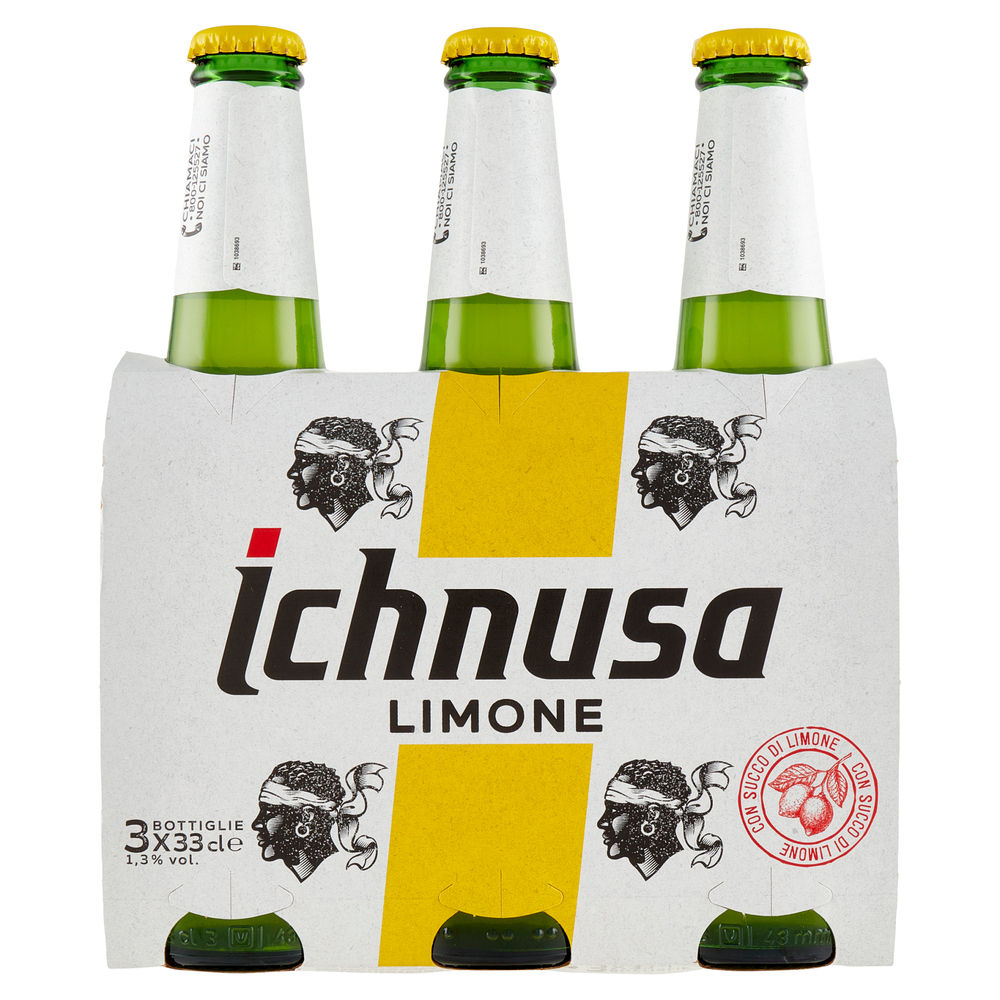 BIRRA ICHNUSA LIMONE RADLER 1,3 GRADI CLUSTER ML 330 X 3 - 1