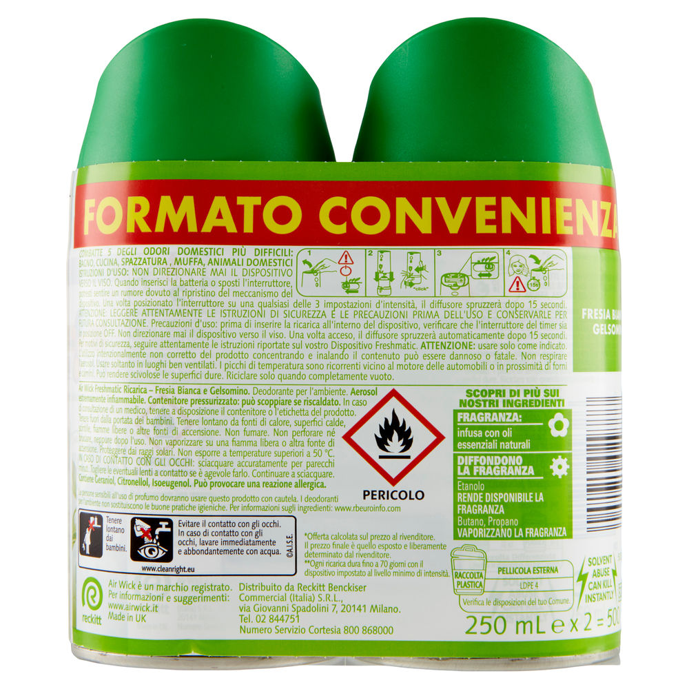 DEODORANTE AMBIENTI SPRAY RICAR.AIRWICK FRESHMATIC FRESIA BIANCA/GELS.2X ML 250 - 1