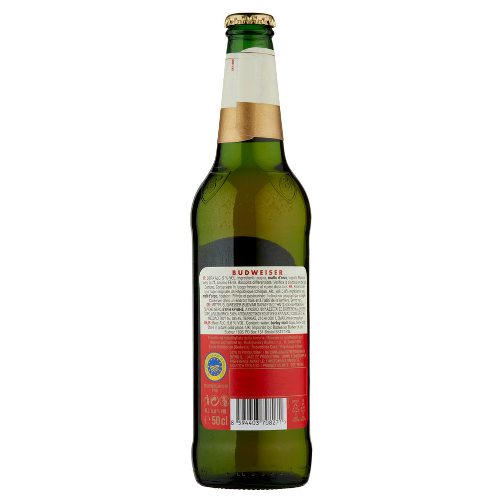 BIRRA BUDWEISER ORIGINAL 5% VOL. ALCOLICO BTG VETRO 500ML - 1