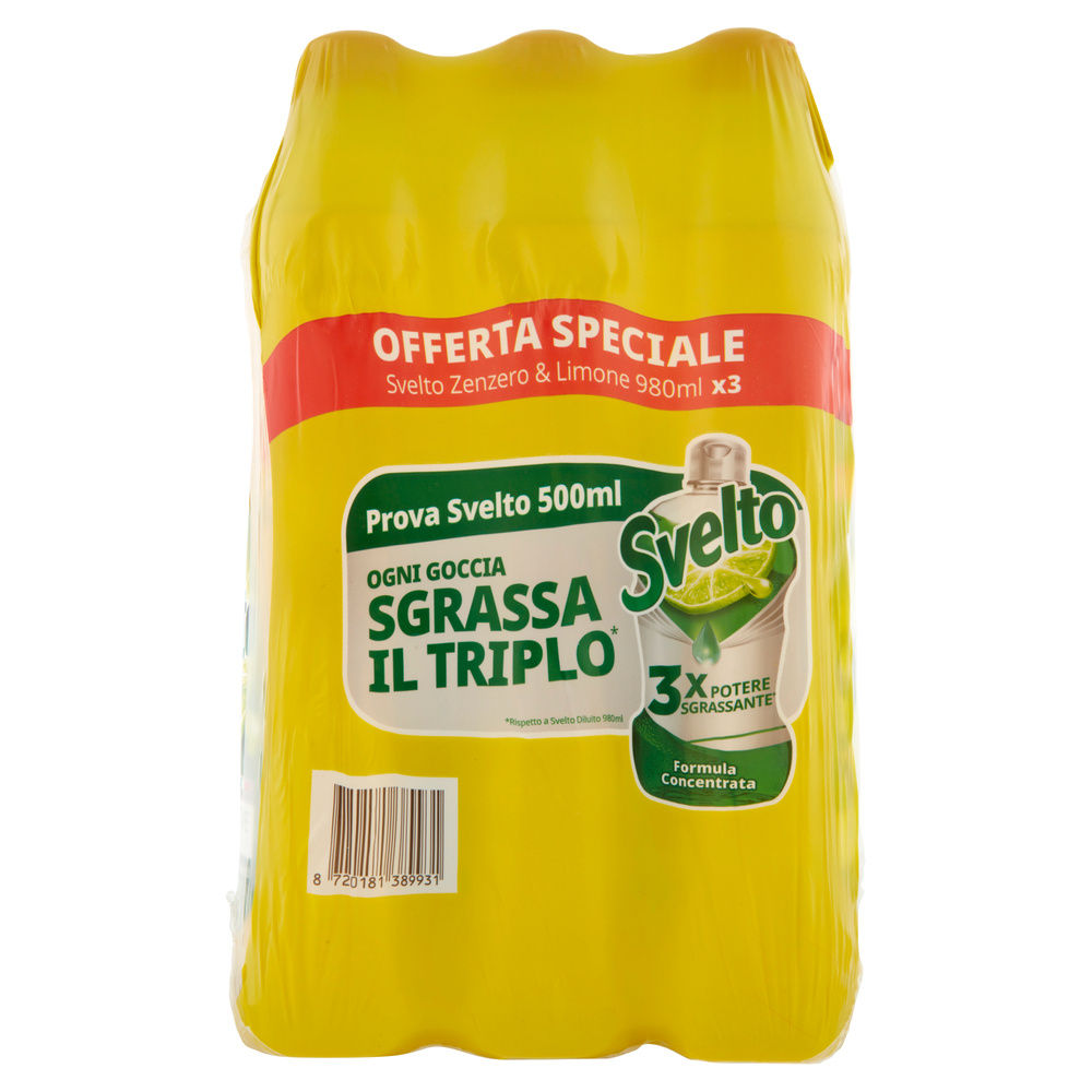DETERSIVO STOVIGLIE LIQUIDO SVELTO ZENZERO 3XML 980 - 3
