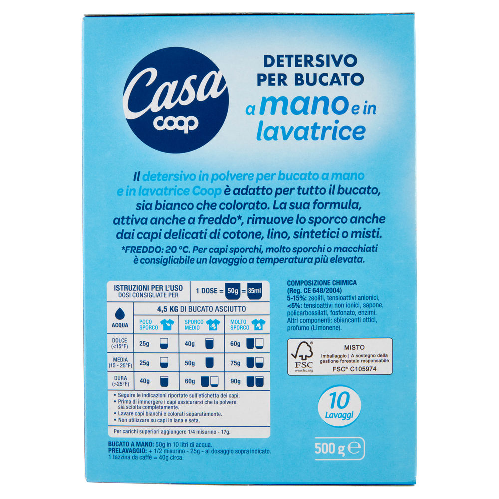 DETERSIVO IN POLVERE BUCATO A MANO COOP CASA 10LAV G 500 - 1