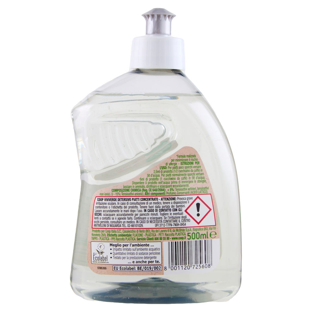 DETERSIVO CONCENTRATO PIATTI COOP VIVI VERDE  ML 500 - 1