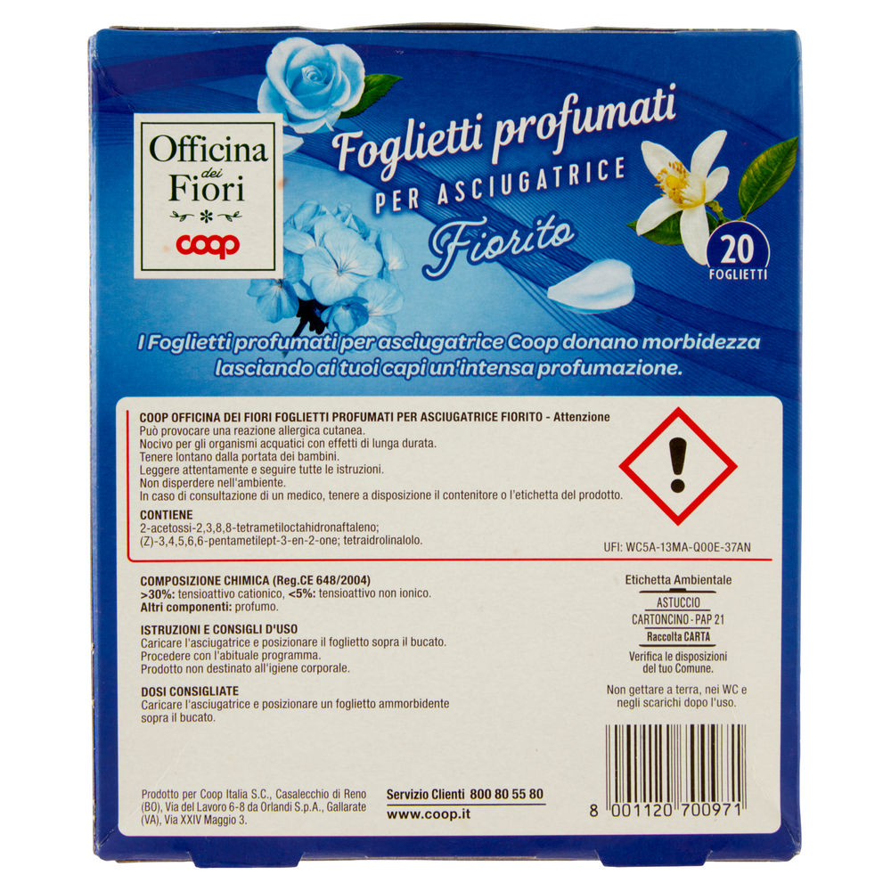 FOGLIETTI PER ASCIUGATRICE COOP OFFICINA DEI FIORI PROFUMO FIORITO PZ 20 - 1