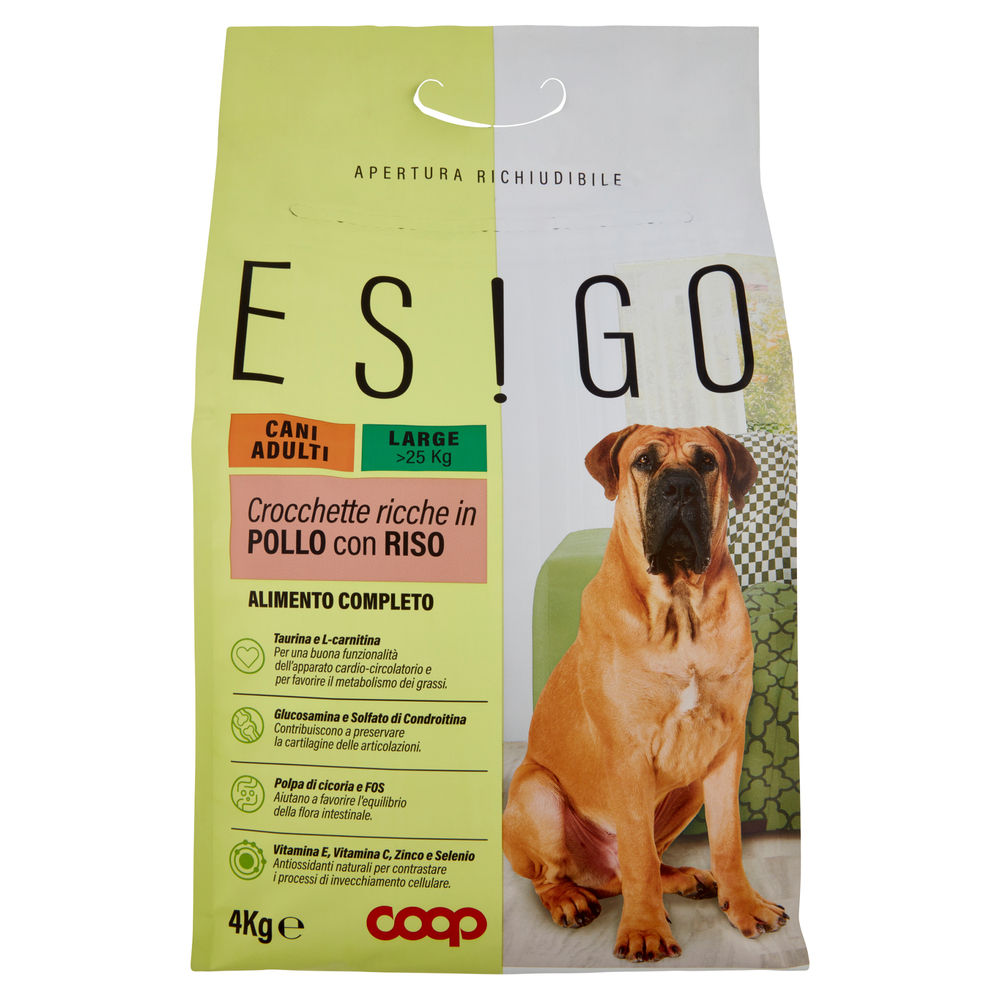 SECCO CANE CROCC.CANI ADULTI TG.LARGE POLLO/RISO ESIGO COOP KG4 - 0