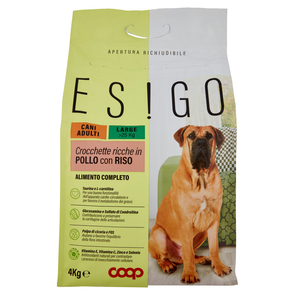 SECCO CANE CROCC.CANI ADULTI TG.LARGE POLLO/RISO ESIGO COOP KG4 - 4