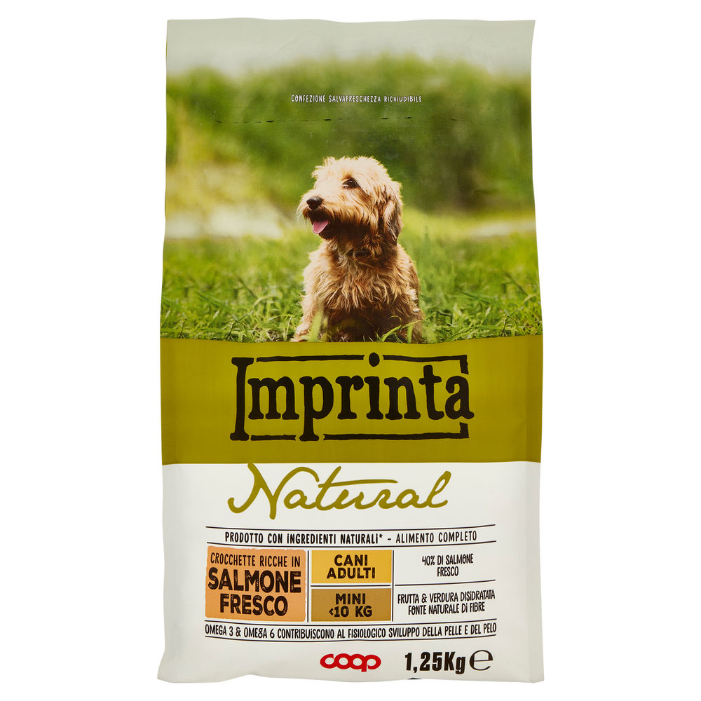 Secco cane crocchette naturali cane salmone tg.mini imprinta coop kg1,25